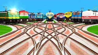 NINE TRAINS CROSSING AT BUMPY FORKED BRANCHED RAILROAD RISKY TRACKS ll Indian railway Crossing 