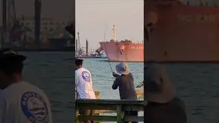 Fort Monroe fishing pier 🌊🌊 #ship #bulkcarrier #enormous #Shipping