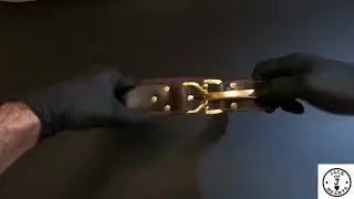Ремень с пряжкой литтлтон. Прошит по кругу седелным швом, нить 0,45. Кожа Wax Glaze Marron