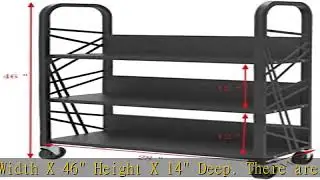 FixtureDisplays&reg; Metal Book Cart Library Cart Pew Cart Mobile Book Storage School Book Organier 184