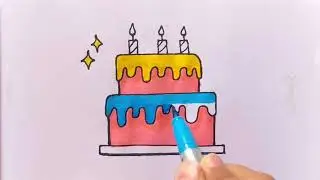  🎂 Cake drawing step by step | Easy drawing for kids #drawing #cake #cute #art