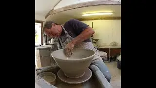 Throwing a 20 inch bowl on a Leach kick wheel