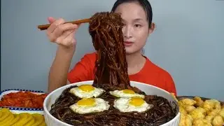 쟁반짜장면 4인분 찹쌀탕수육 먹방
