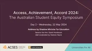 Address by the Shadow Minister for Education, Senator the Hon. Sarah Henderson