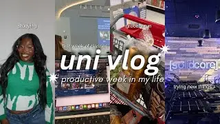 UNI VLOG 📂 first week of classes, study vlog, solidcore classes, grocery run, new semester