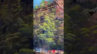 Painting a green tree ! BOB Ross painting technique #art #bobross