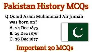 Pakistan History MCQs|| Important 20 MCQs||
