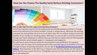 How Can You Choose The Quality Santa Barbara Painting Contractors?