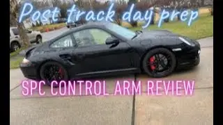 post Track day prep learning to read your tire wear on a porsche 911 turbo install SPC control arm