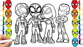 Spider-Man  Coloring  Pages Spider-Man and Friends  draw marvel coloring compilation 34 cool