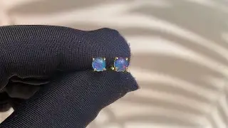 Gold Plated Sterling Silver 5mm Opal triplets claw set studs
