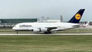 4K - Airbus A350, A380 - take-off at Munich MUC