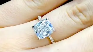 4 carat Cushion Cut Diamond Two-Tone Engagement Ring