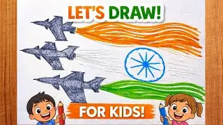 Fighter Jet Drawing for Kids 🇮🇳 | Indian Flag Drawing | Easy Step by Step