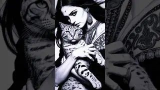 Inca princesses often kept cats as sacred companions of power and protection. #art
