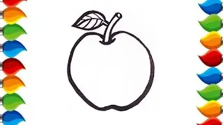Cute Apple Drawing, 🌈💕🍎 Painting Colouring For Kids, and Toddlers_ Kids Art #cute