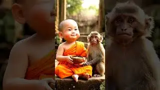 Cute Baby Monk & Monkey | Monks' Funny Farting Prank