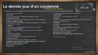 Le dernier jour d'un condamn&eacute; 100 questions et r&eacute;ponses