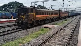 23925 & 23673 Erode WAG-5 Twins | Powerful Freight Skipping Nuzvid | Indian Railways