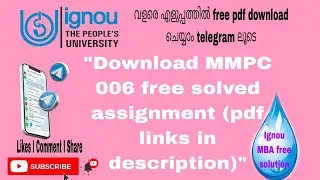 MMPC 006 free solved assignment  pdf links in descriptions