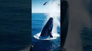 Ikan paus yang lapar terlihat dari atas kapal #sora2 #Ai #fish #whale #sea