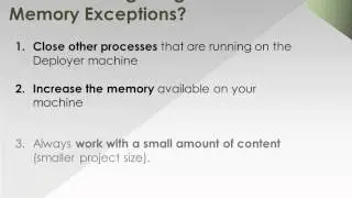 How to avoid Deployer Out-of-Memory Exceptions