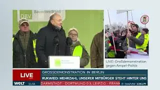 Großdemo Berlin Ansprachen von Präsident DBV Joachim Rukwied und Christian Lindner FDP