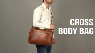 ALDEBRAN  100% Genuine Leather Laptop Bags for Business Professionals - Cross body Shoulder strap