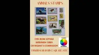 Vintage Animal Themed Stamps on Yvonne's Handmade Greetings Cards