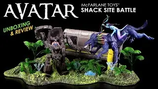 McFarlane ™ Avatar ™ Shack Site Battle with AMP, Quaritch, Neytiri & Thanator - Playset - Unboxing