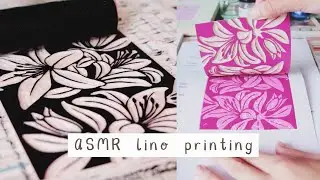 lino printing process - how I made this lily print #ASMR #shorts #printmaking