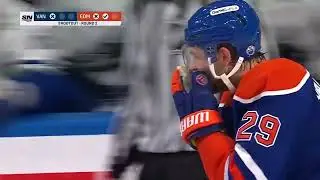 Leon Draisaitl blasts a slapshot past Kevin Lankinen - Preseason Highlight