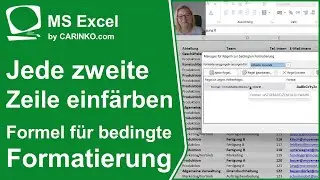 MS Excel - jede zweite Zeile einfärben | Formel für bedingte Formatierung - carinko.com