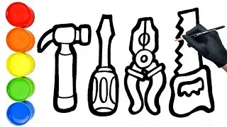 Simple Hand Tools set drawing step by step, Drawing and painting for beginners | Troya Draw Art