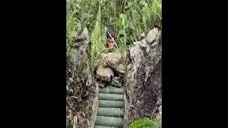 Creating a complete bushcraft shelter using a stone mountain