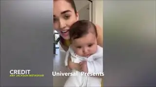 Actress Amy Jackson with her son Andreas doing workout at home  - Workout of Amy Jackson