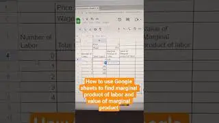 How to use Google Sheets to find marginal product of labor and value of marginal product of labor