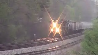 Trainspotting: CSX #3442 with high hood GP38-2 leads NS 123 through Helenwood, TN