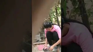 #7 Enjoy Beautiful Natural Life! Washing Meat 🐛#naturallifestyle #countryside #leakhena #beutifulday