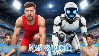 World&rsquo;s fastest robot vs fastest man 🤯👈 | #mrbeast #mrbeastchallenge #robot #reaction 