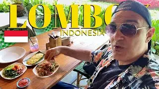 LOMBOK FOOD IN MATARAM! WOW! Eating amongst the rice paddies and huts!