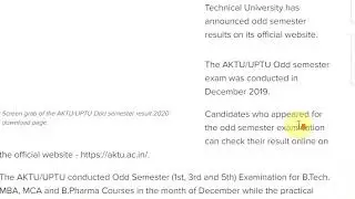 AKTU/UPTU 1st semester result 2020 announced @aktu.ac.in