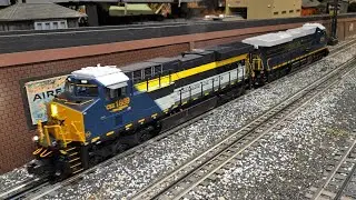 Lionel Legacy CSX C&O #1869 & B&O #1827 Heritage ES44's at Corner Field Model Railroad Museum