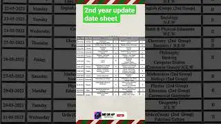 2nd year update date sheet 2023||12th class Final date sheet 2023|Date sheet 2nd year #youtubeshorts