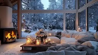 🎹 Winter Focus Piano Lounge | Warm Fireplace Ambience & Soft Snow | Study, Calm Mind, Heal Stress