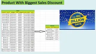 Real Time SQL Interview Queries|| Product with Biggest Sales Discount