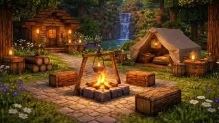 Minecraft camping cozy/chill lofi
