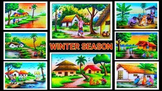 Winter Scenery Drawing Easy // Winter Season Drawing 