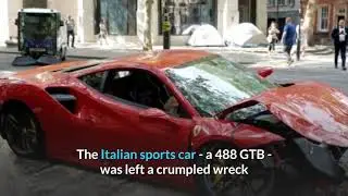 British rapper Swarmz escapes injury after &pound;250,000 Ferrari crashes with a bus in central London