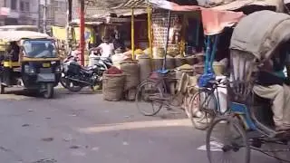 Scene of traffic in Muzaffarpur City in Bihar State India in 2012